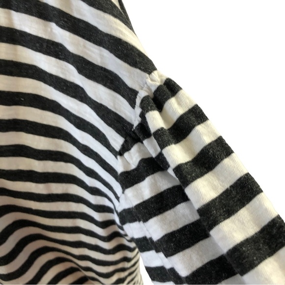 Chaps Breton Sailor Style Popover Top Women L Black White Stripe - Picture 3 of 9